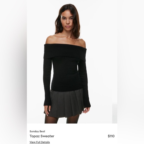 Arotzia Sunday Best Topaz Black Off-Shoulder Sweater Size Medium Cotton/Cashmere - Picture 1 of 15